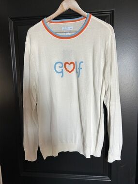Sport Haley Ivory Knit Top with Sky Blue Lettering & Orange Heart XXL NWT